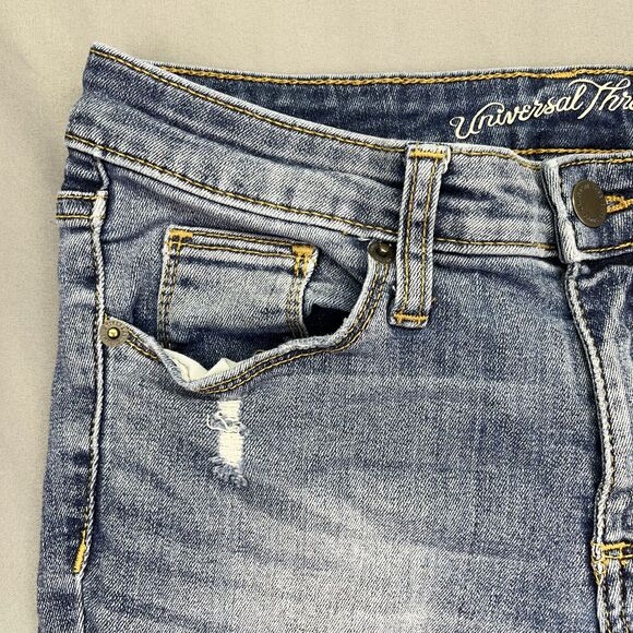 Universal Thread Women's Skinny Mid Rise Distressed Jeans 2/26R Raw Hem Stretch - Picture 4 of 16